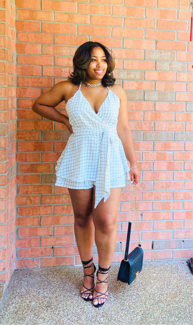 Grid Girl Romper